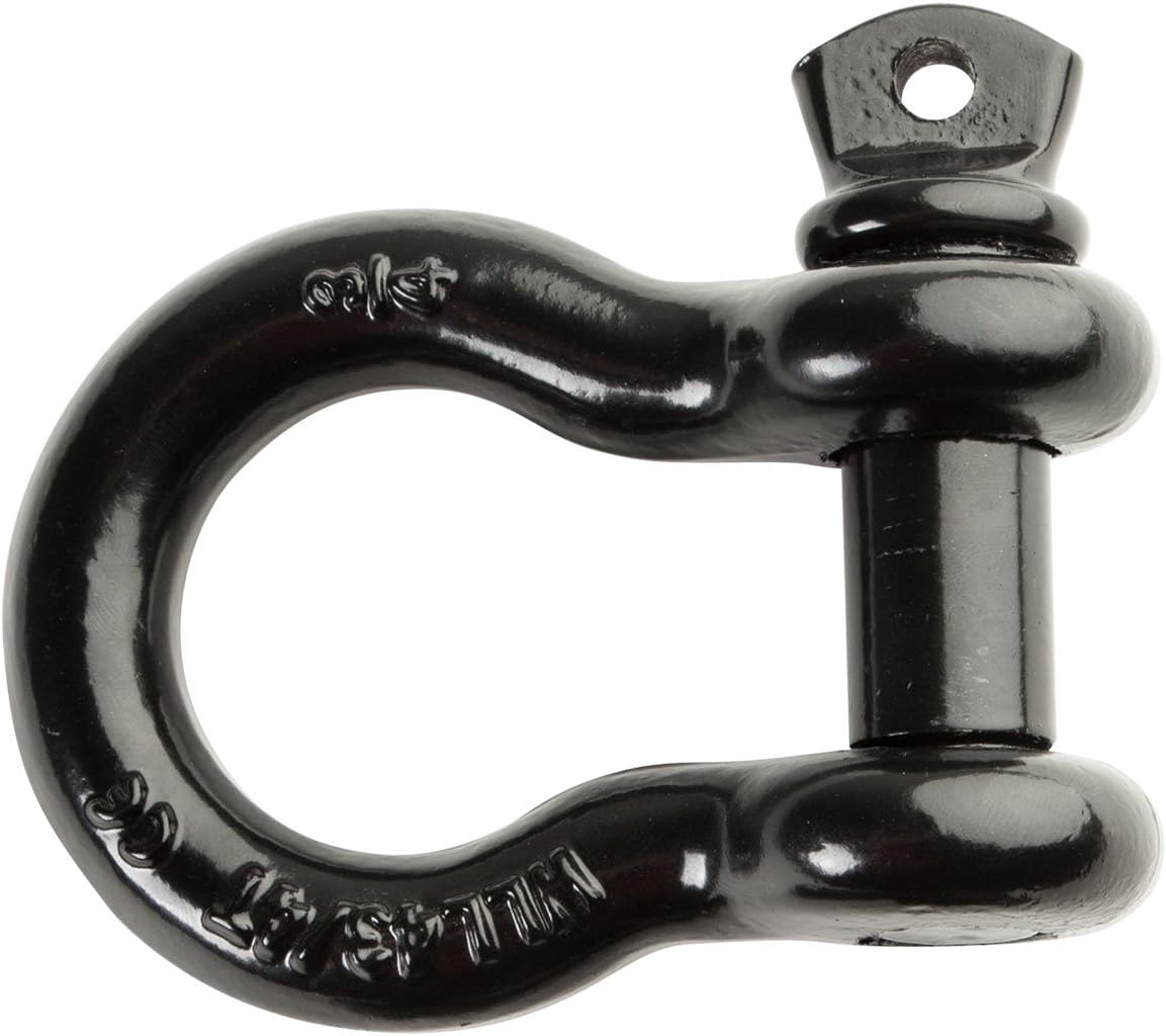 Driver Recovery 3/4 Inch Steel Bow Shackle - 4.75 Ton (9,5000 lb) Capacity - Heavy Duty D Ring - Black