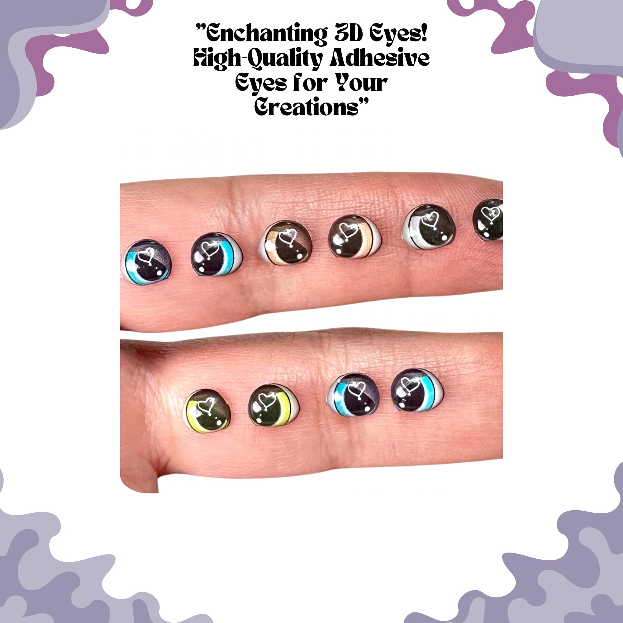 358-7: 3D Resin Googly & Wiggle Eyes (24 Pcs/12 Pairs) 7mm – Blue, Green, Gray, Brown – Self-Adhesive for DIY Crafts, Clay, Felt, EVA, Cold Porcelain, Polymer Clay, Sculptures, Amigurumi