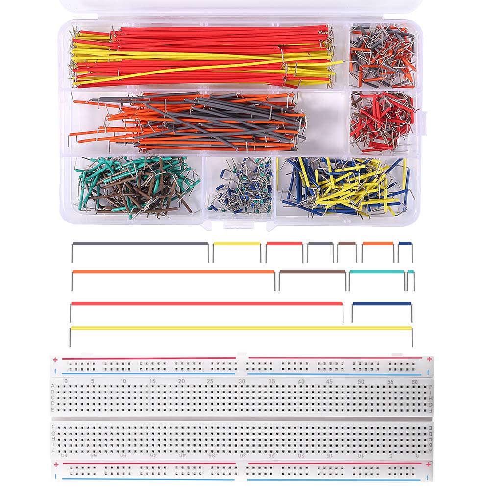 Esoteman 840 Pieces Breadboard Jumper Wire Kit, 14 Lengths Assorted Preformed Breadboard Jumper Wire with 830 MB-102 Tie Points Solderless Breadboard for Arduino, Raspberry Pi, Jetson Nano