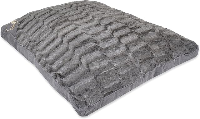 AmigoZone Large & Extra Large Fur Dog Bed Cushion Washable Zipped Mattress (Extra Large, Gray Texture)