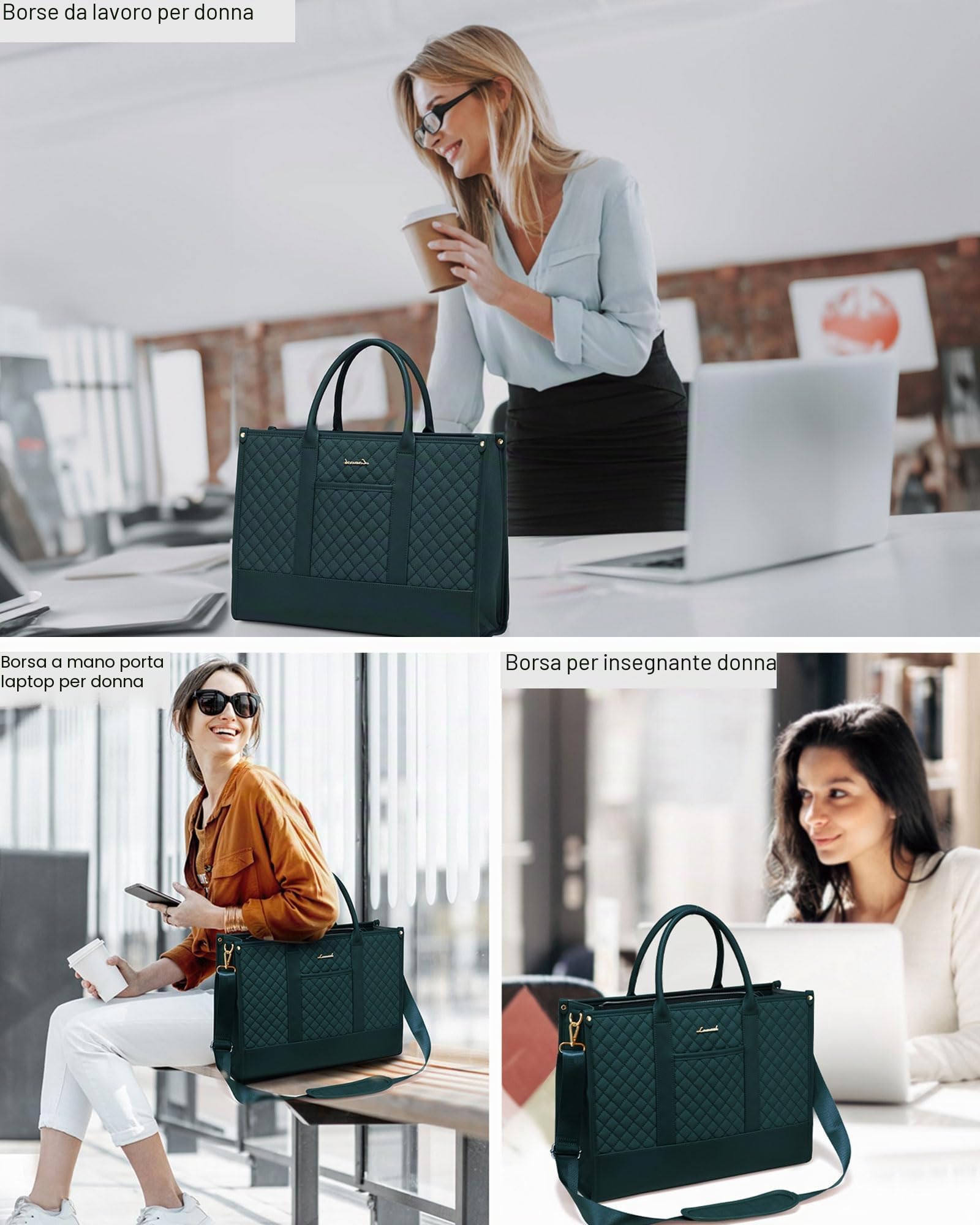 LOVEVOOK Borsa Università Donna, Grande Borsa Porta PC Impermeabile Borse da Lavoro Shopper Tote Bag Tracolla per Ufficio Insegnante Documenti Uni