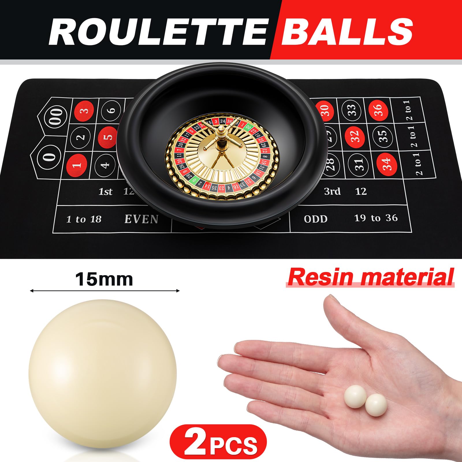 Lunmon Roulette-Rad-Spiel-Set beinhaltet 40,6 cm schwarzes Roulette-Rad, 88,9 x 40,6 cm, Gummi-Tisch-Layout-Matte, 100 Chips, Dealer-Button, Gewinnmarker, Casino-Spiel-Sets, Geschenkideen (schwarz)