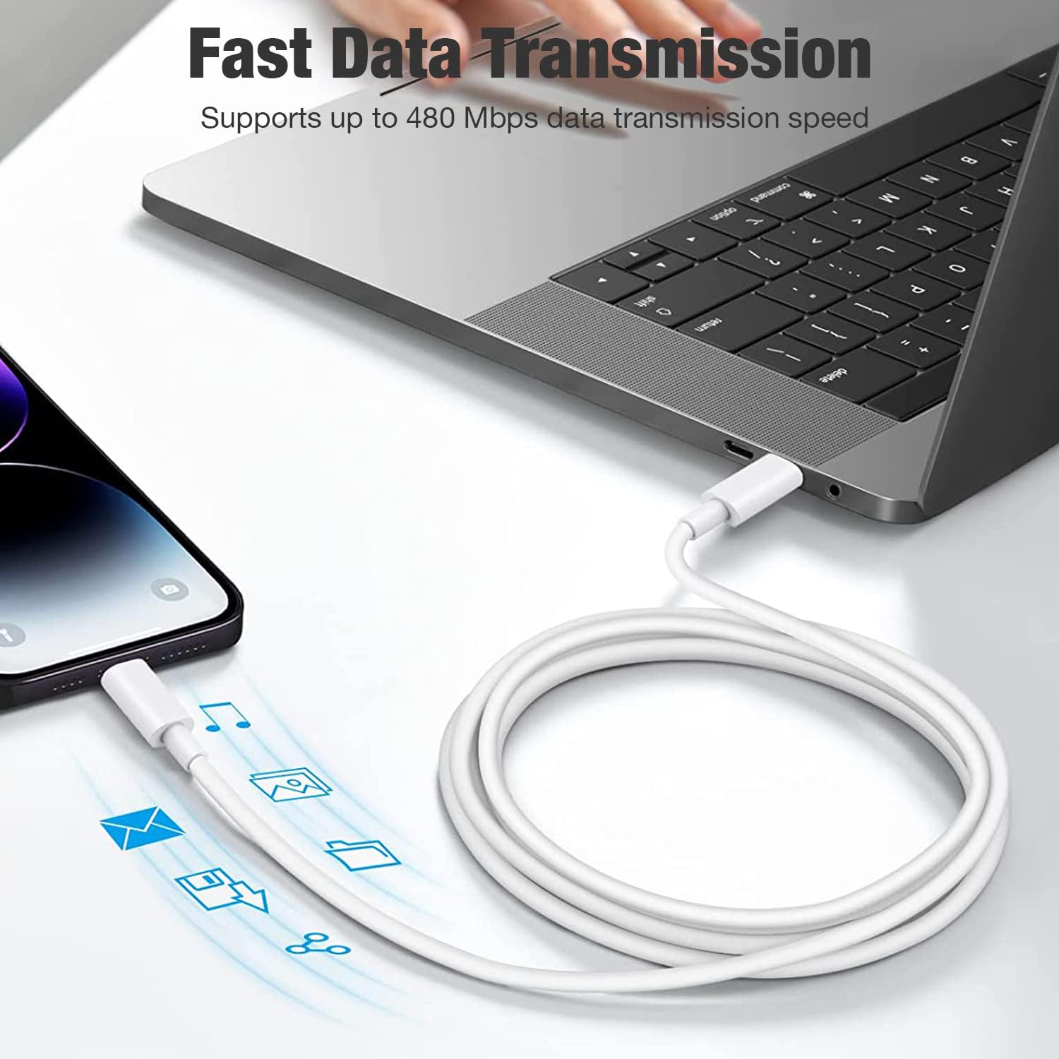 Câble Lightning 2M [Certifiés MFi] Lot de 2 - Chargeur iPhone Charge Rapide for 14/13/12/11/Pro