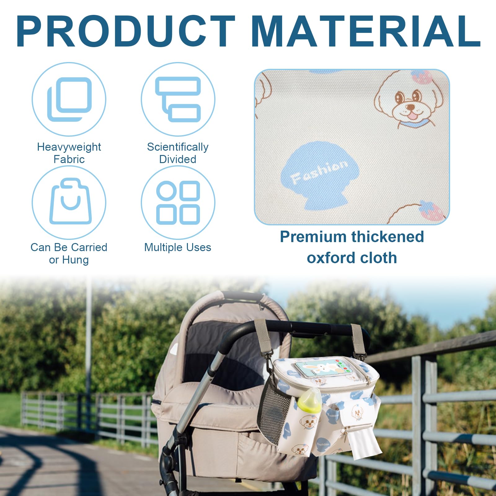 Stroller Bag, Universal Stroller Bag, Stroller Organizer Bag with Cup Holder and Tissue Pocket - Image 3