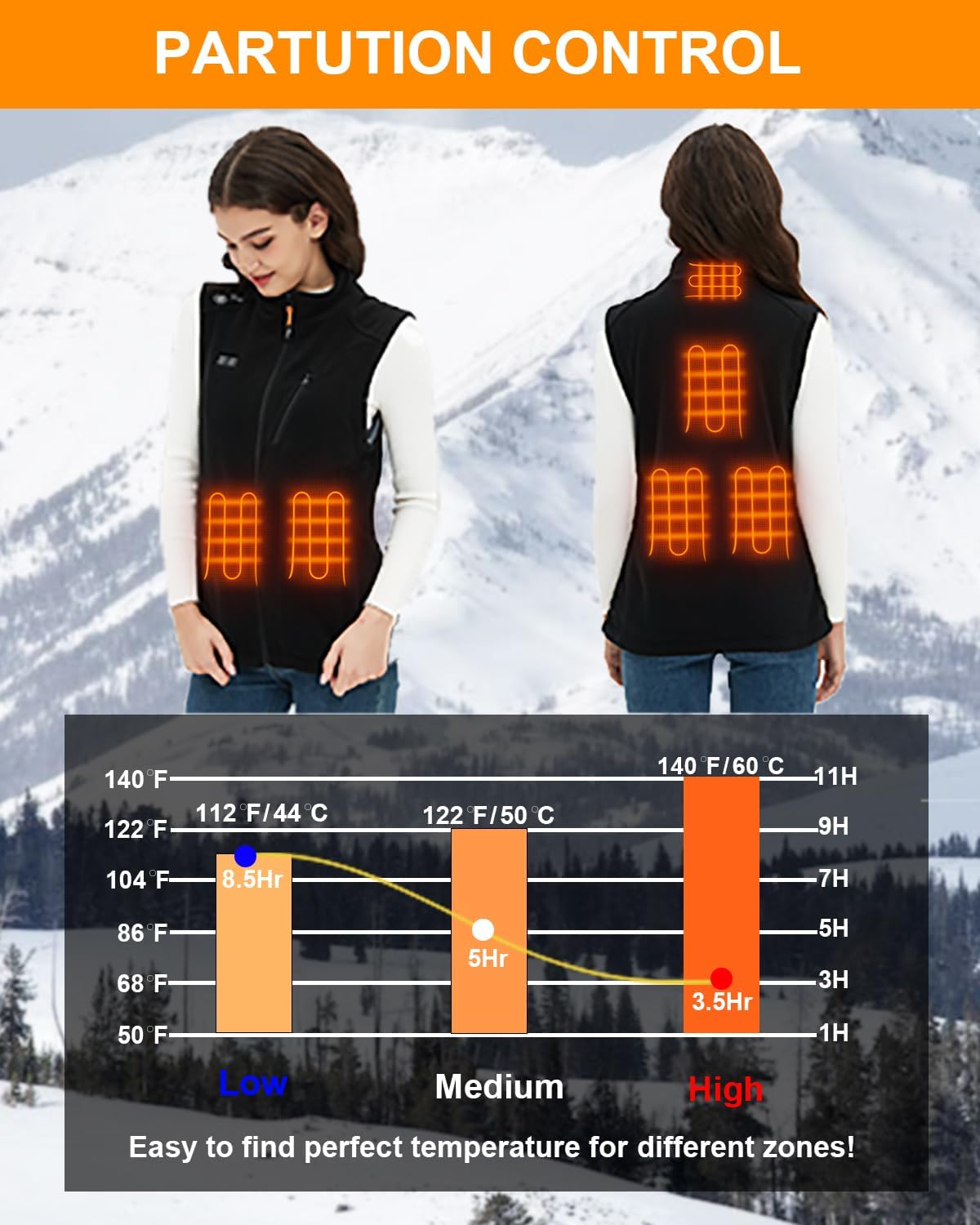 Telguua Gilet Riscaldato in Pile per Donna con Batteria 10000mAh 5 V, Heated Fleece Vests in Pile Leggero con 3 livelli di Temperatura/6 zone di Riscaldamento, per Attività all'aperto e Campeggio