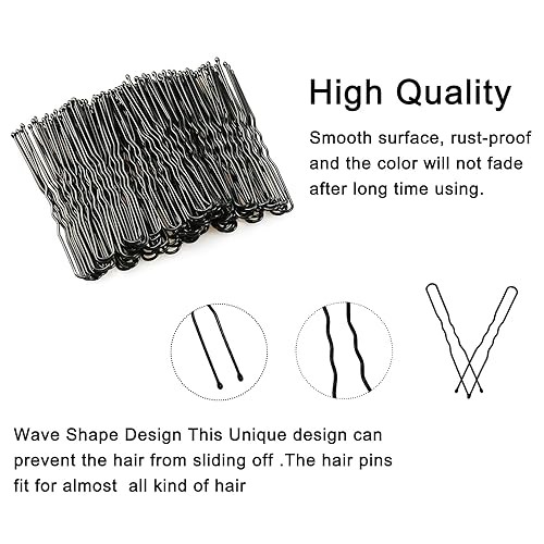 Miniatura 3 de sevensun - 100 horquillas para el cabello en forma de U, con caja de almacenamiento, (2.4 pulgadas), color negro