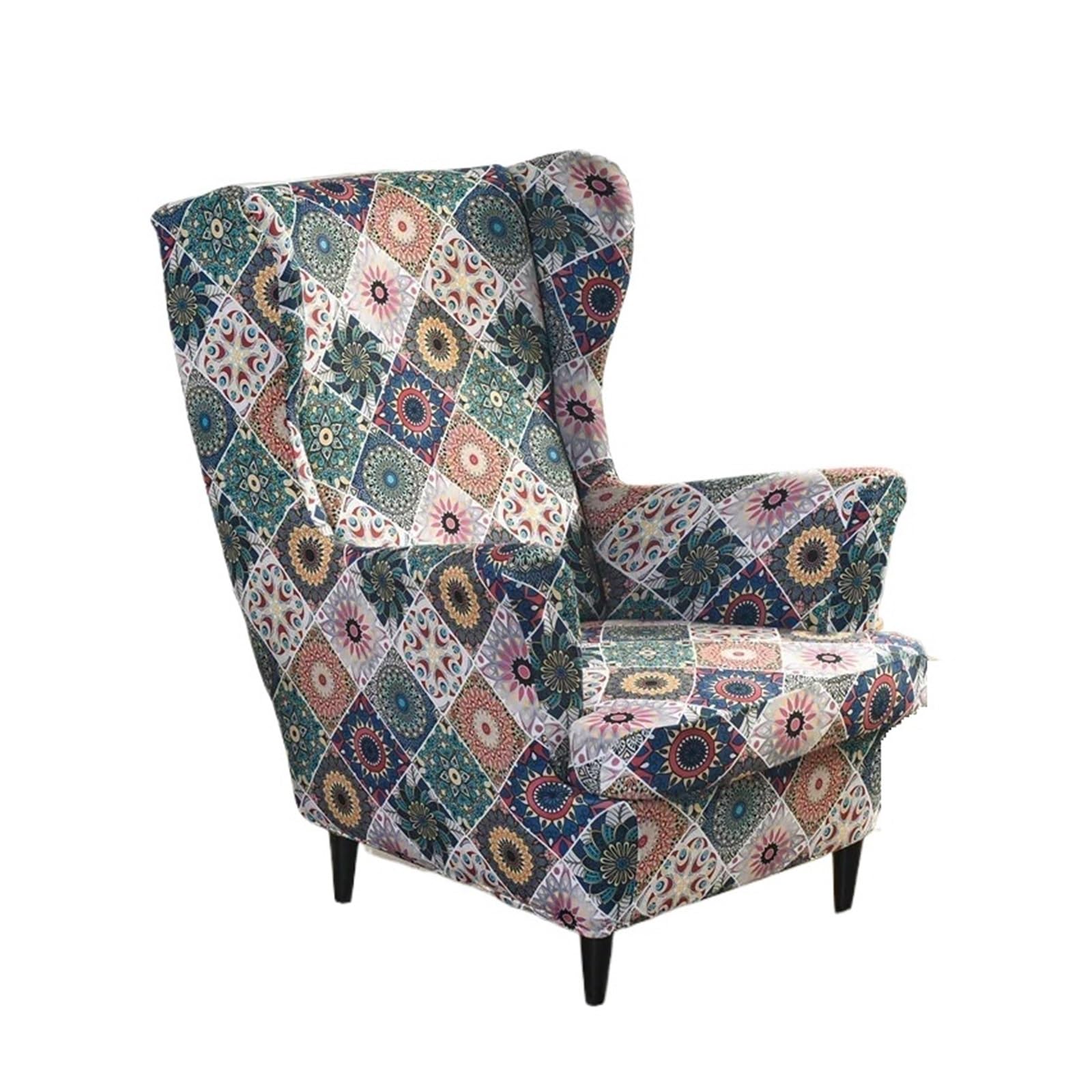 GCYEIDMA Wing Chair Slipcover Elastic Wing Chair Cover Stretch Sofa Slipcovers Sloping Armchair Case with Seat Cushion Covers(A7 Wingchair Cover)
