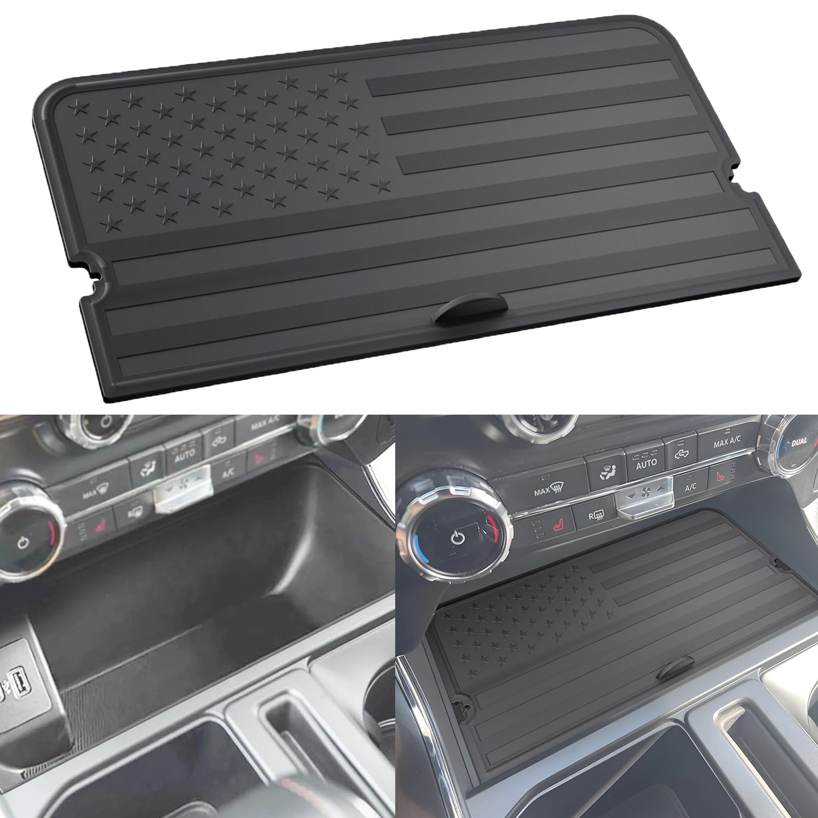 Center Console Compartment Cover for Ford F150 2021-2025 & Lightning XLT 2022-2024, Front Interior Storage Cubby Lid Hidden Secret Pocket Panel (For