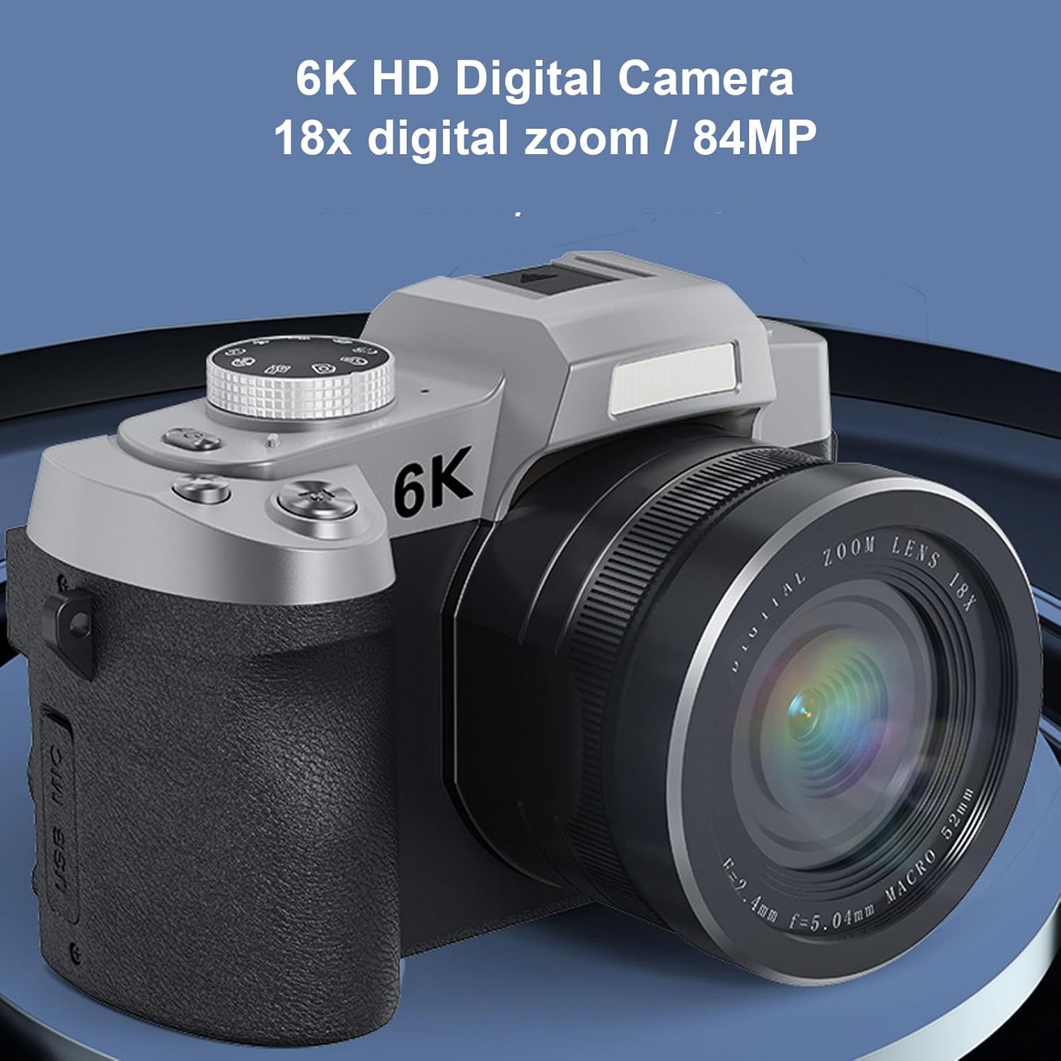 LICAEVEY 84MP Digital Camera, 6K 18X Optical Zoom Wide Angle DSLR Camera, 1500mAh Li Battery 3 Inch LCD Vlogging Camera for Travel Recording Video (Black) - Image 2