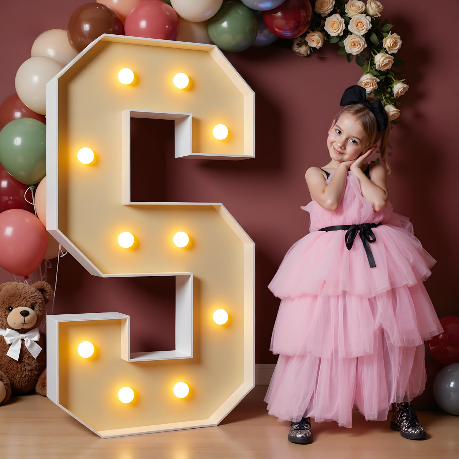 imprsv Letras iluminadas estilo marquesina de 4 pies, letras grandes iluminadas para decoración de fiestas de cumpleaños, decoración de bodas, letras tipo marquesina para decoración de fiestas, kit de