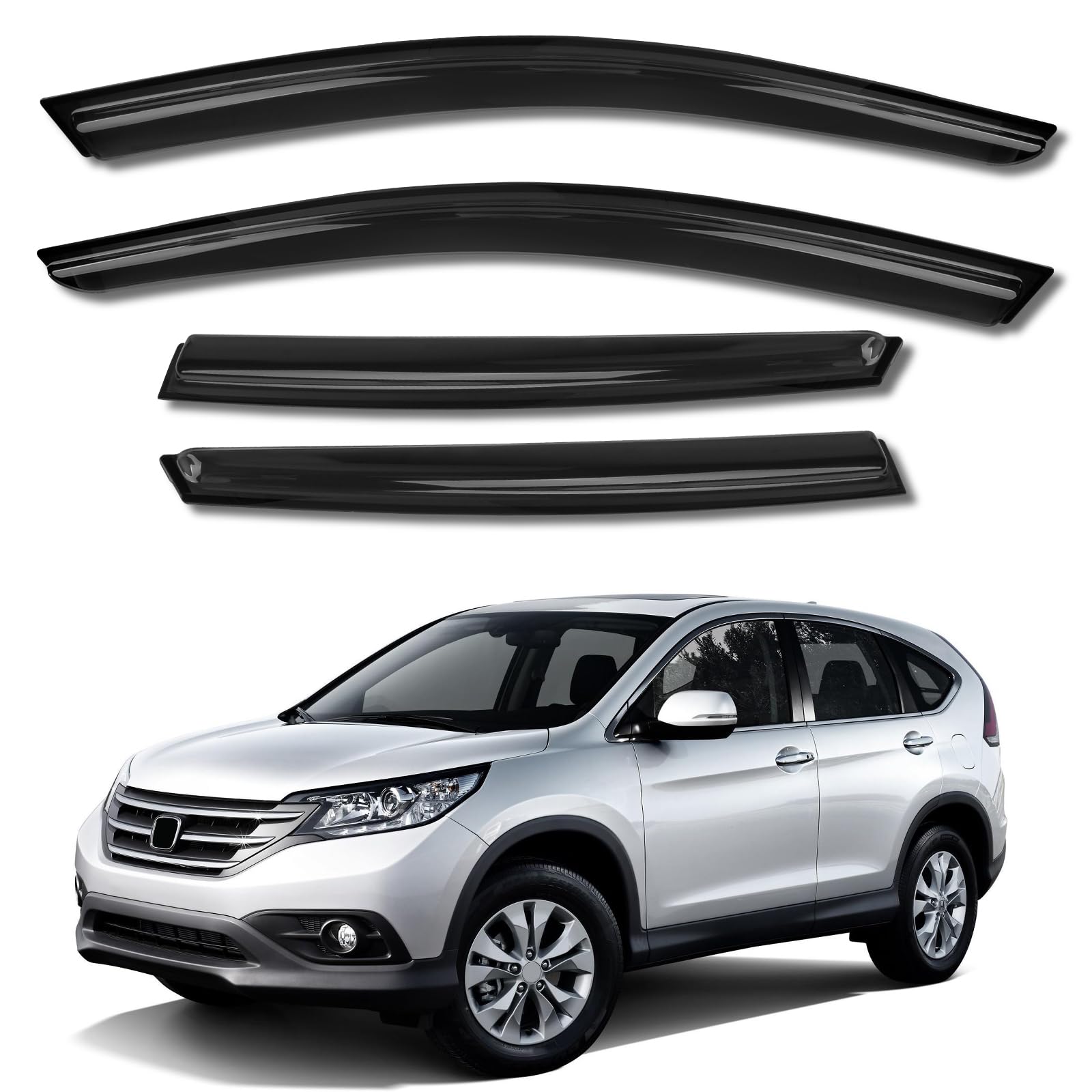 KYX Rain Guards for Car Windows, Outside Mount Window Visors Rain Guards Fit for Honda CR-V(CRV) 2012 2013 2014 2015 2016, Extra Durable Window Deflectors, Vent Visors, 4 Pieces 94485