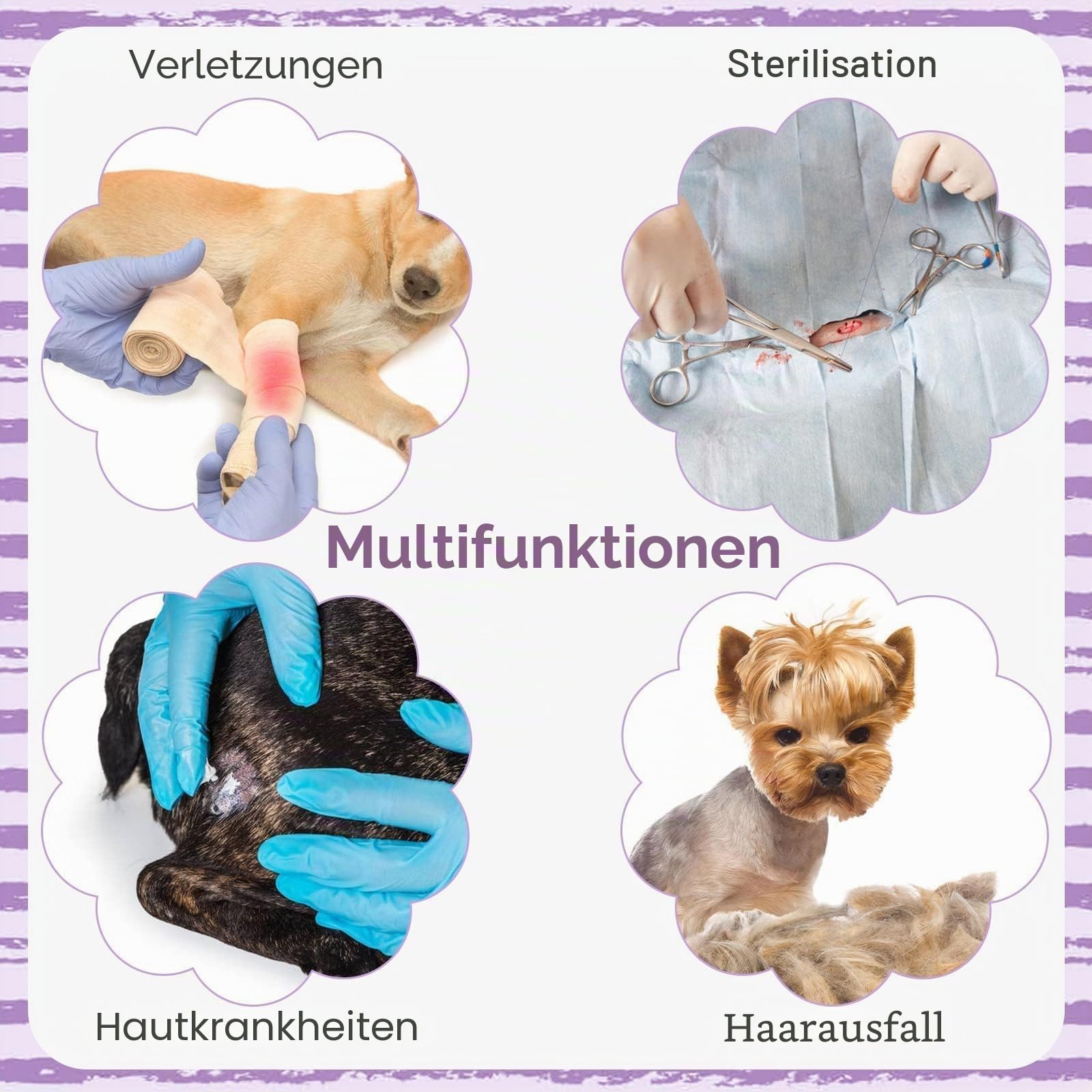 Kuoser Hundebody Nach Op, Hundebody Nach Kastration, Body Für Hunde Nach Op，Op Body Hund Mit Vierfüßler, Hundepyjama für Kleine Mittelgroße Katzen Hunde Lila M