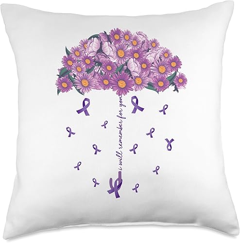 DK1 Designs Health Remember Forget Thoughts Heal Prevention Awareness - Almohada para enfermedad de Alzheimer, 18 x 18 pulgadas, multicolor