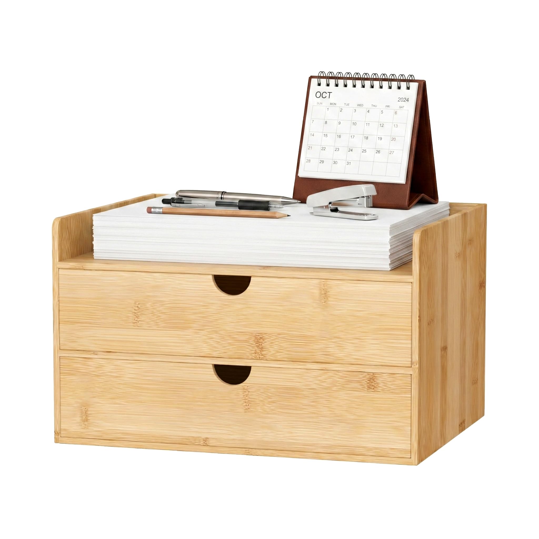 Organizer da scrivania con cassetti, organizer da scrivania in bambù | Organizzatore per cassetti da scrivania in legno bianco naturale per banconote, forniture per ufficio, cosmetici, sigilli, nessun