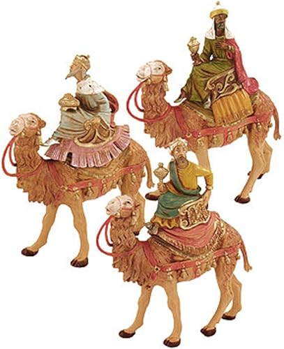 Fontanini - Juego de figuras navideñas de 3 piezas de 5 pulgadas de Reyes en Camellos #71514
