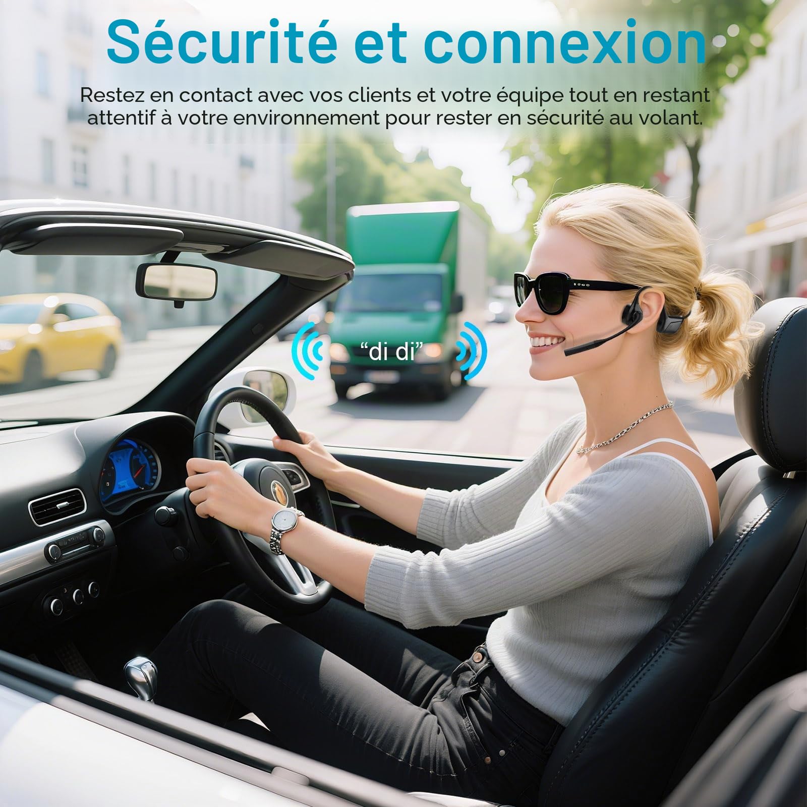 ZIOCOM Casque à Oreille Ouverte, Casque Bluetooth 5.1 avec Microphone, Suppression du Bruit ENC, léger, Casque sans Fil aptX-LL pour la Conduite au Bureau et Le Travail à la maison-10 Heures (Noir)
