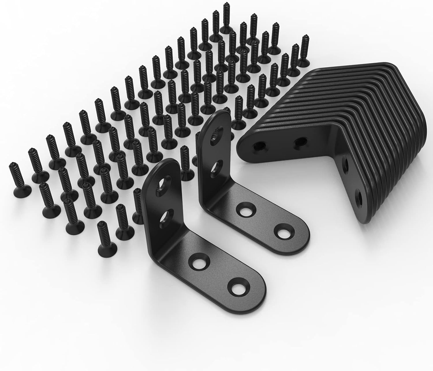 16 Pcs L Bracket Black Stainless Corner Brace Metal Brace