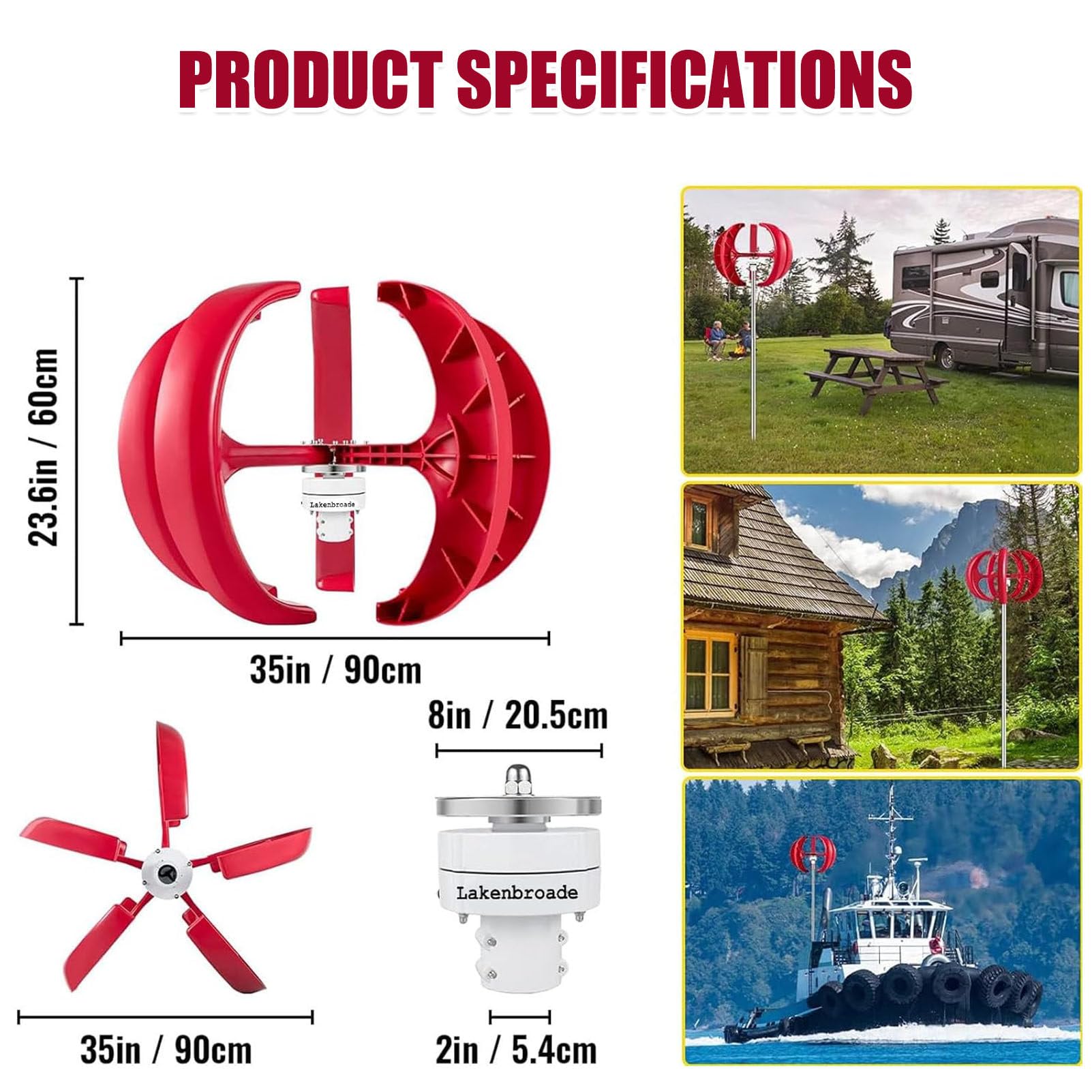 Kit generador de turbina eólica con diseño Vertical de 5 Palas, Equipo productor de Electricidad electromagnética, para soluciones de energía doméstica y Fuera de la Red 24V-600W