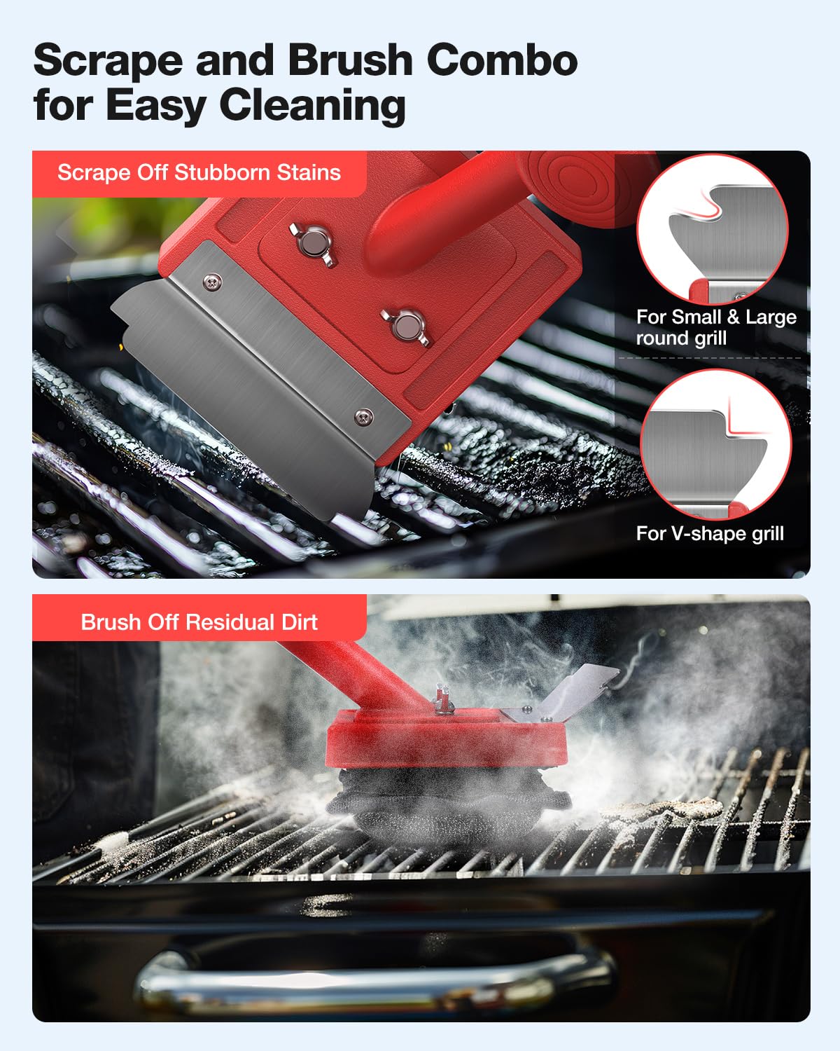 Grillbürste borstenfrei, sicherer Nichtmetalldraht mit Schaber 10 Ersatzköpfe, Dampfgrillrost, Reinigungswerkzeug, Grillreiniger-Zubehör-Set, Outdoor-Gusseisen-Grill-/Grillschrubber