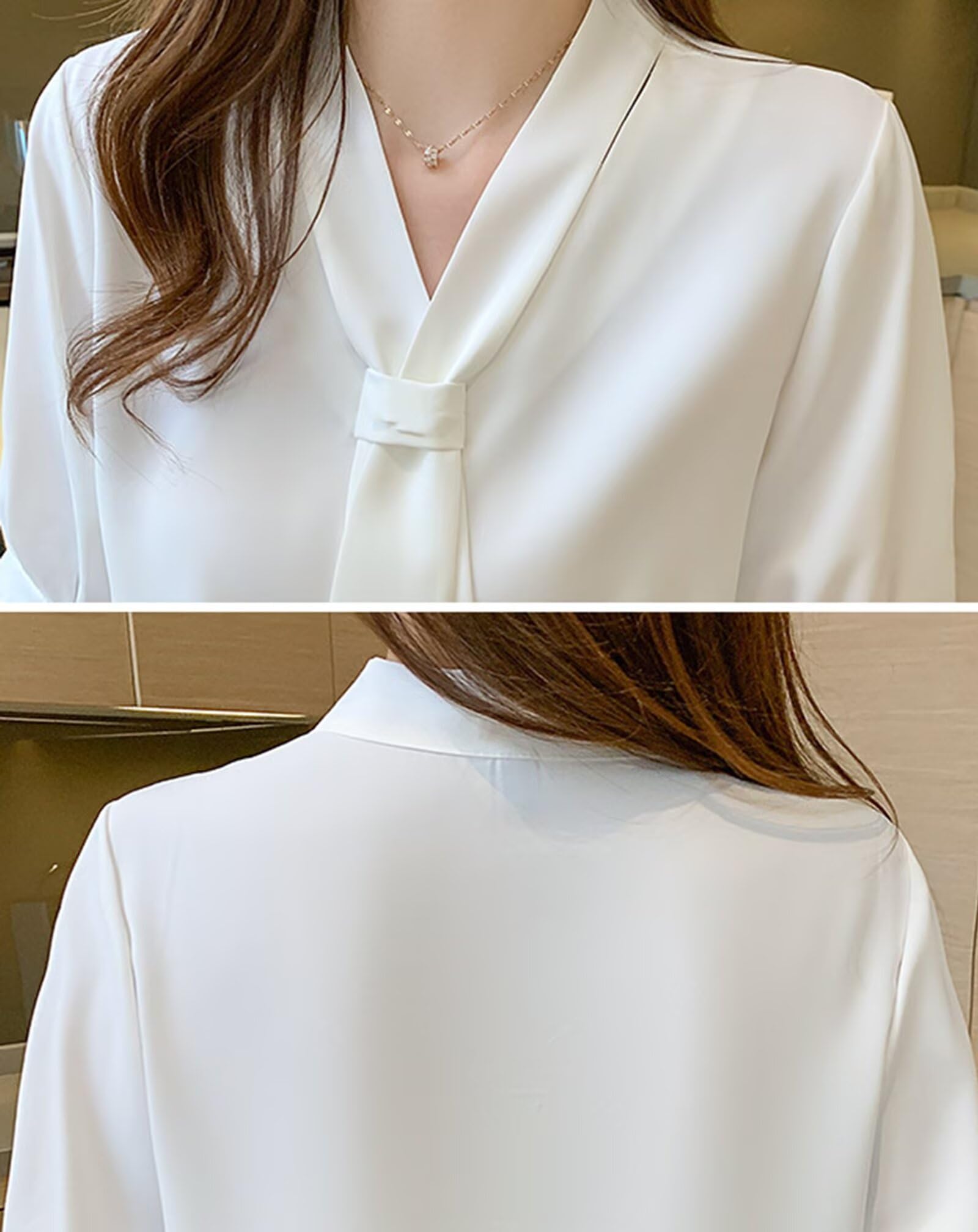 HNVAVQ Camicia Seta Donna Scollo a V Blusa Maniche Corte Elegante Estate
