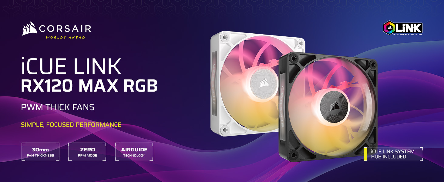 Amazon.com: CORSAIR iCUE Link RX120 MAX RGB 120mm PWM Thick Fans