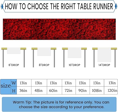 Miniatura 2 de Camino de mesa con rosas de San Valentín, mantel de lino rústico para cocina de granja, cena, eventos, fiesta, decoración de mesa de vacaciones, 13
