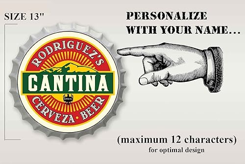 Miniatura 3 de Letrero personalizado con tapa de botella de cerveza, arte de pared de cantina mexicana, decoración de bar personalizada, 13 x 13 x 3 pulgadas, arte