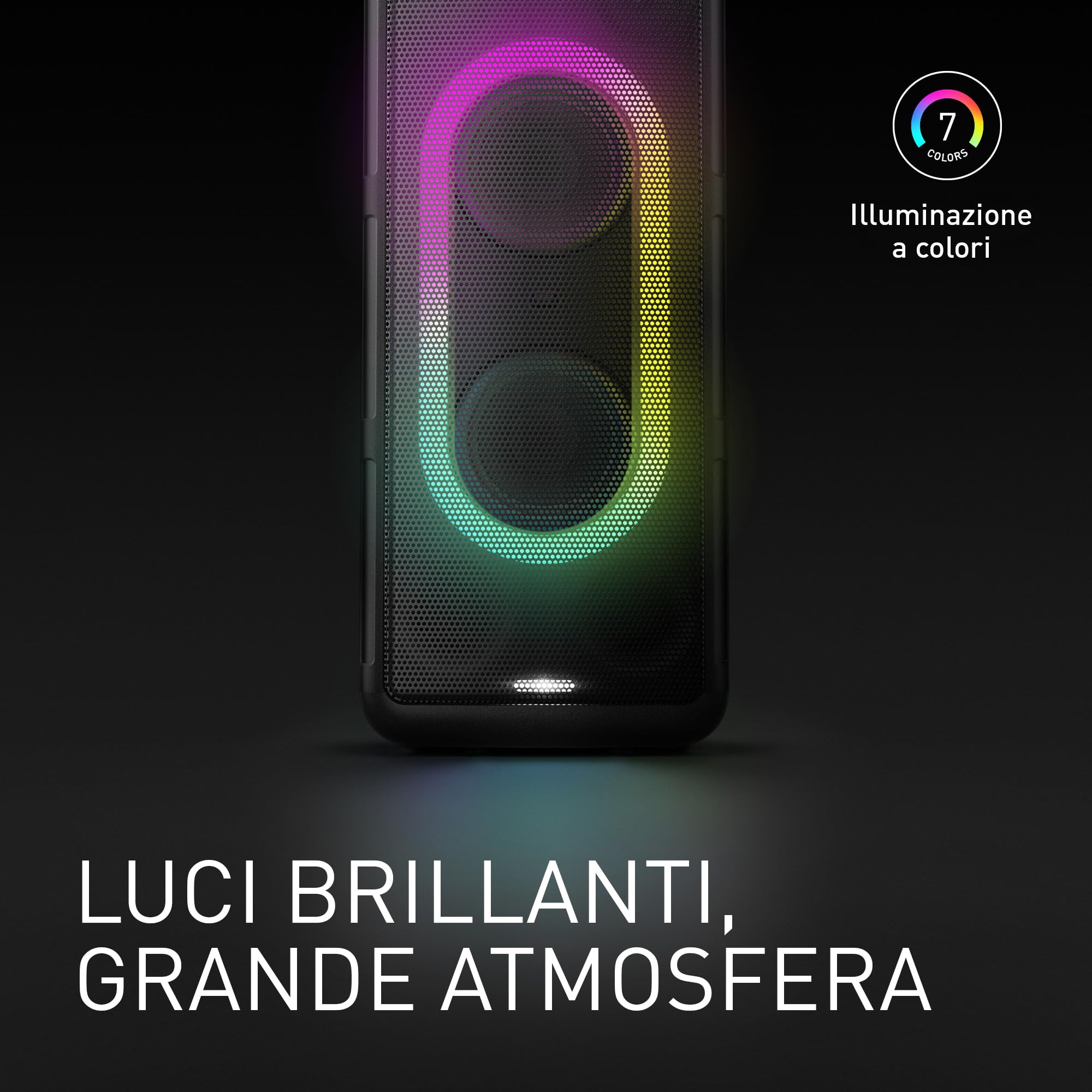 Panasonic SC-TMAX45E-K Altoparlante Sistema Audio ad Alta Potenza con Bluetooth, 1000W, Luci Integrate, USB, Ingresso Ottico per TV, Ingressi Chitarra e Microfono per Karaoke, Nero