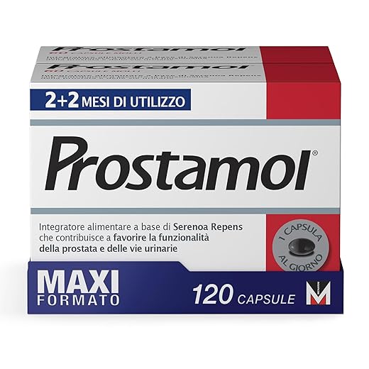 Prostamol 120 Capsule Molli - Integratore Alimentare a base di Serenoa repens (320 mg) per la Funzionalità della Prostata e delle Vie Urinarie. Senza Glutine. Naturalmente privo di lattosio.