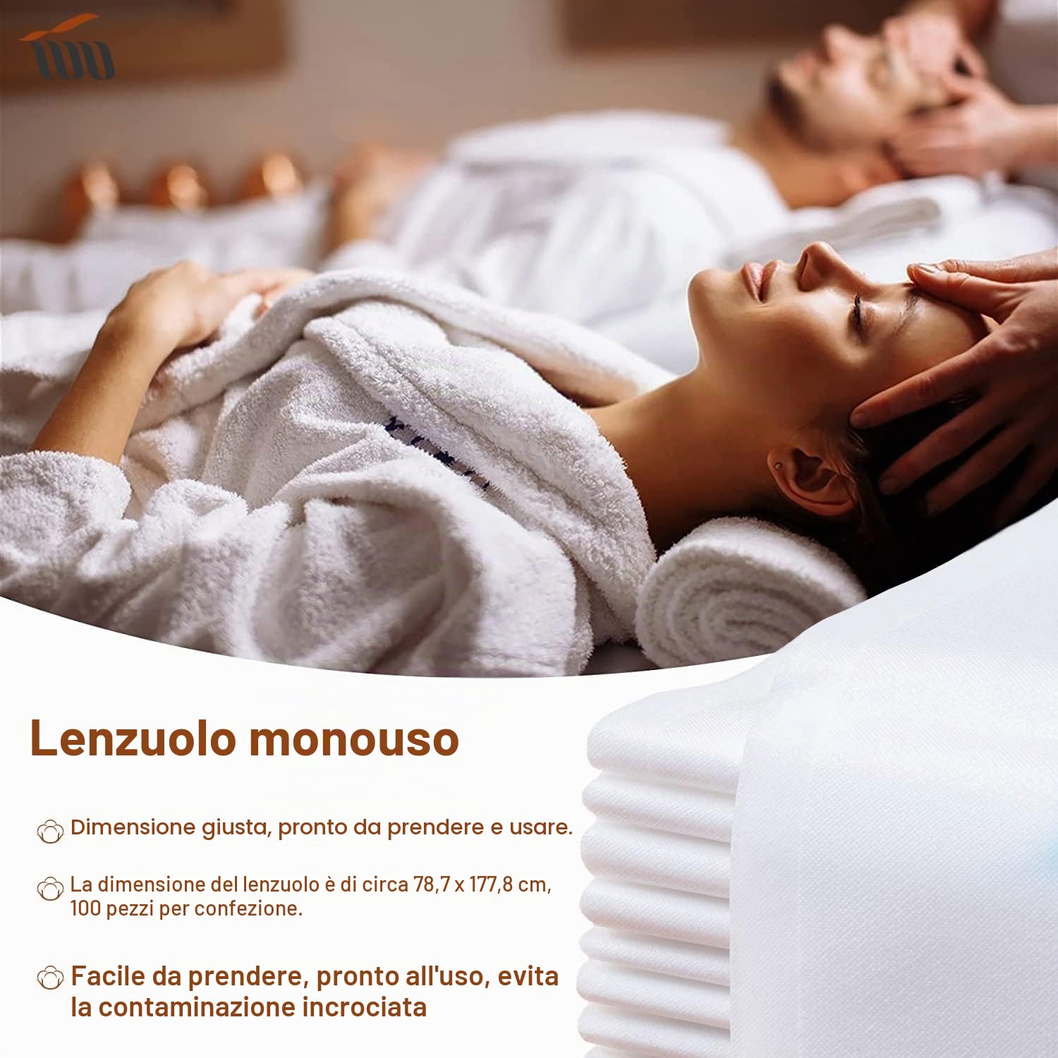 100Pcs Lenzuola da Massaggio, Tvvcalk Lenzuolo Usa e Getta per Lettino Massaggiante, Non Tessuto Traspirante Copriletto Cosmetici, Lenzuola da Massaggio per SPA Salone Hotel, 80 x 180 cm