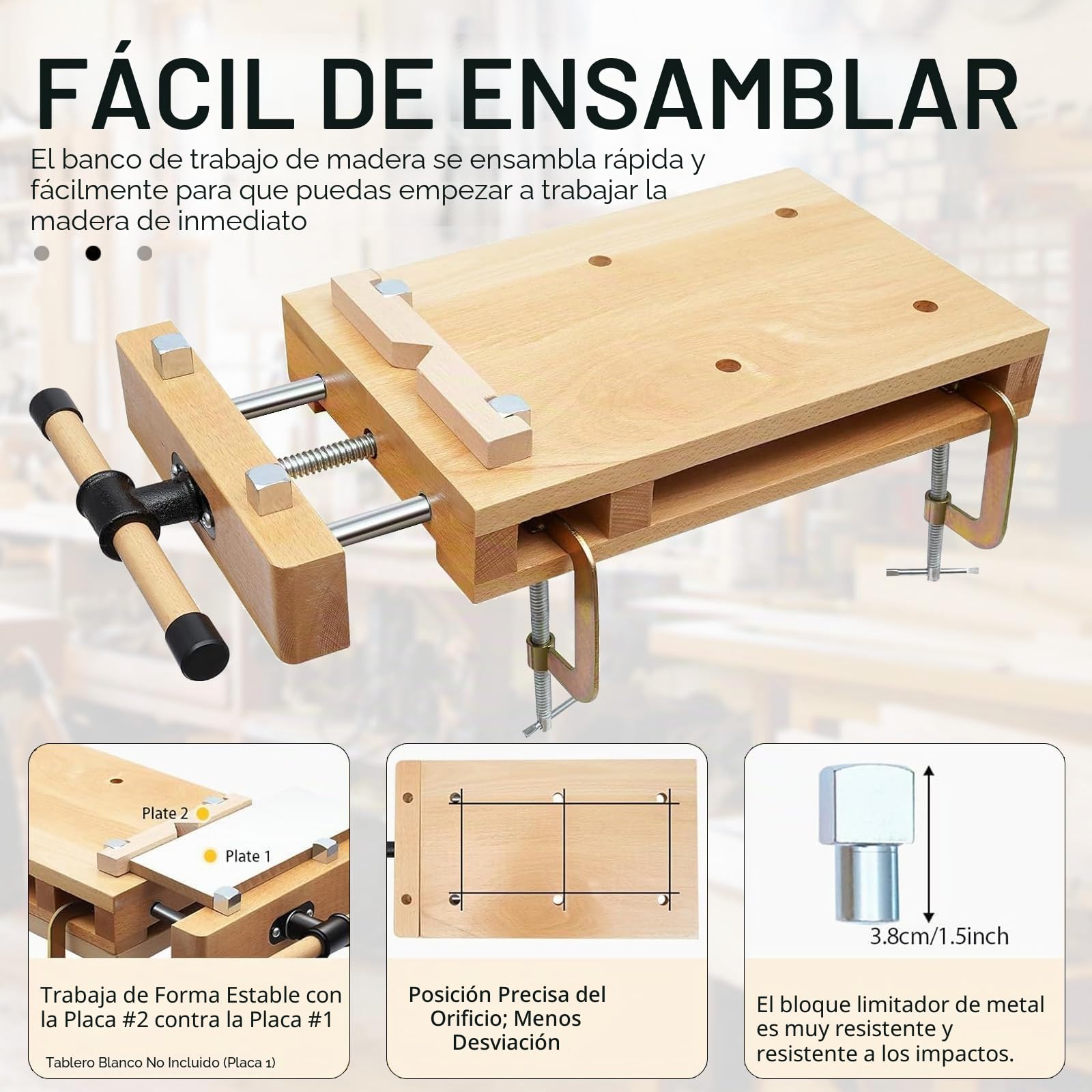 Banco de Carpintero, Mini Banco De Trabajo Portátil con Tornillo Carpinteria Mesa de Trabajo Taller Móvil Torno para Madera Adecuado para Tallado, Corte, SujecióN, Cepillado