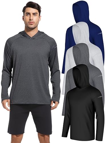 4 Pack Mens Sun Hoodie UPF 50+ Long Sleeve Fishing