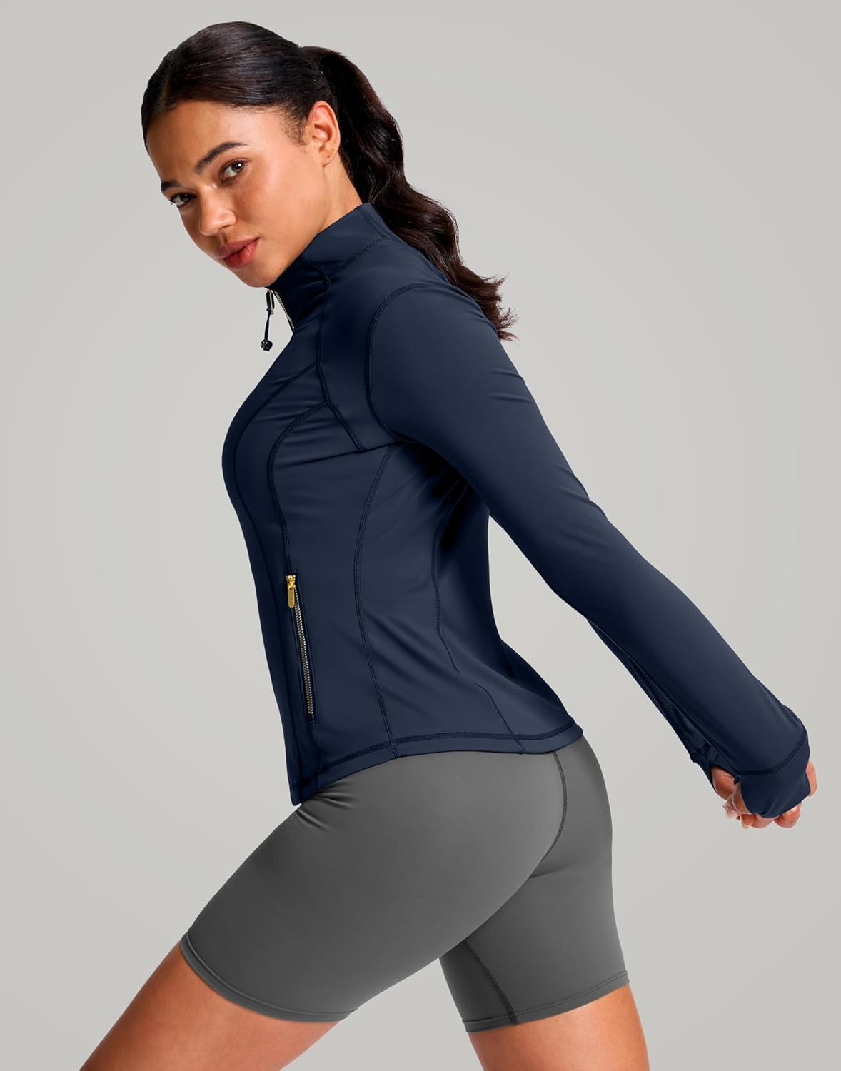 G Gradual Women's Workout Jackets Extended Waist Length Slim Full Zip 4 Pockets Athletic Jacket Spring Running Yoga Clothes - Image 3
