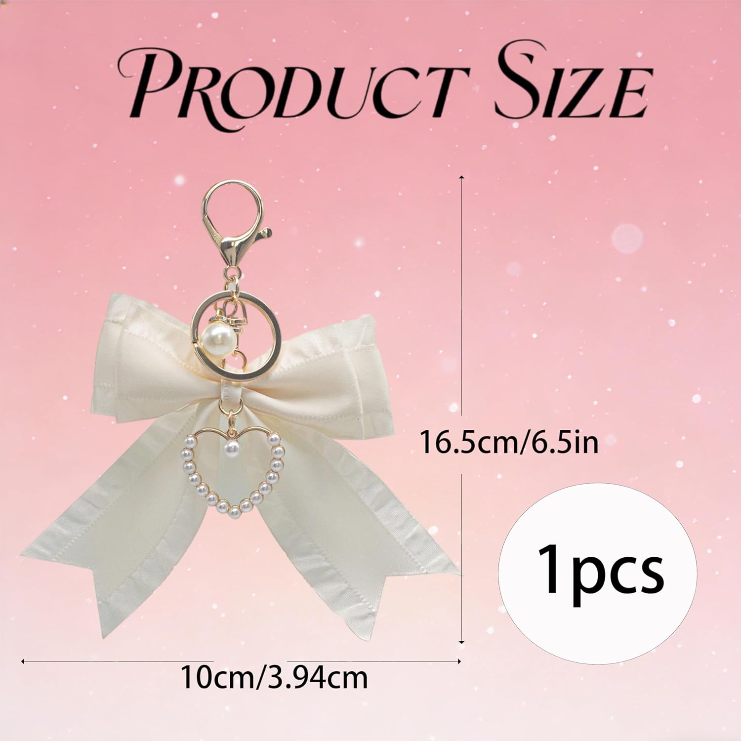 Pearl Bow Keychain Bow Purse Keychain Charm Pearl Bowknot Keychains Cute Keychains for Backpacks Bag Accessories Backpack Charms Handbag Charm Key Chain for Car Keys Purses Key Chains (White) - Image 2