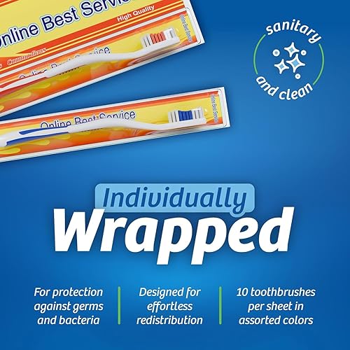 Miniatura 4 de Paquete de 200 cepillos de dientes estándar clásico medio suave envuelto individualmente Lote al por mayor