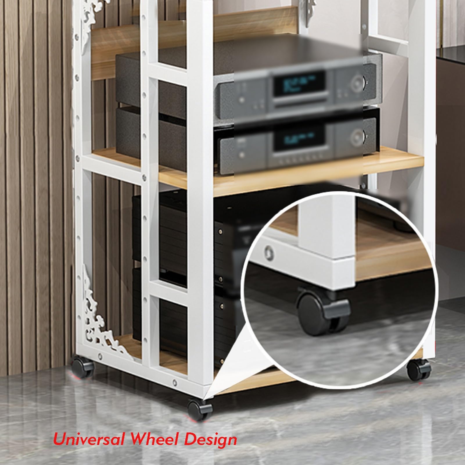 3-poziomowy stojak na multimedia AV z kółkami, szafka stereo na konsolę Audio Rack Tower, do salonu nagrań w sali konferencyjnej(White)