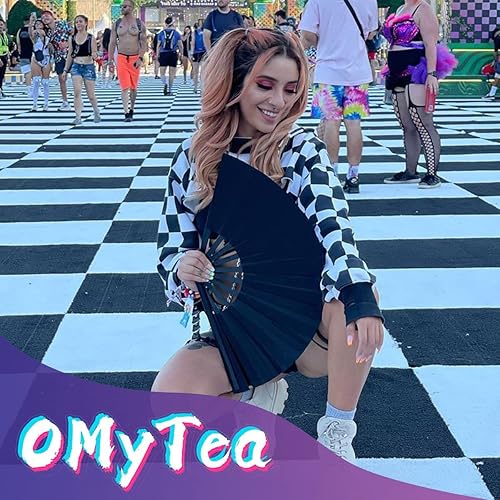 Miniatura 2 de OMyTea Ventilador de mano plegable grande de bambú para hombres y mujeres, ventilador de mano chino japonés de Kung Fu Tai Chi con funda de tela,