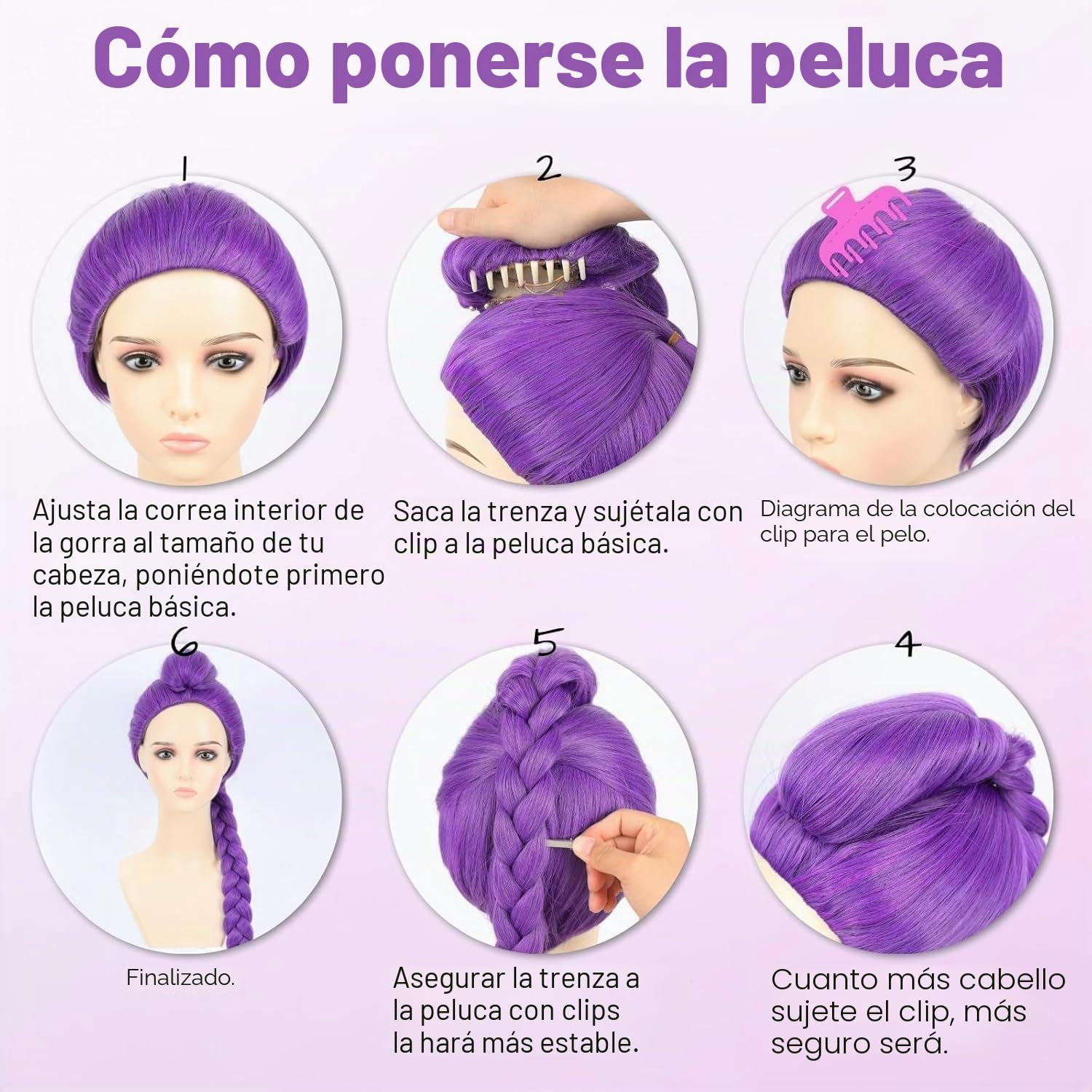 PORSMEER Peluca de Cosplay Anime Rumi Pelucas Accesorio de pelo largo y liso para mujeres