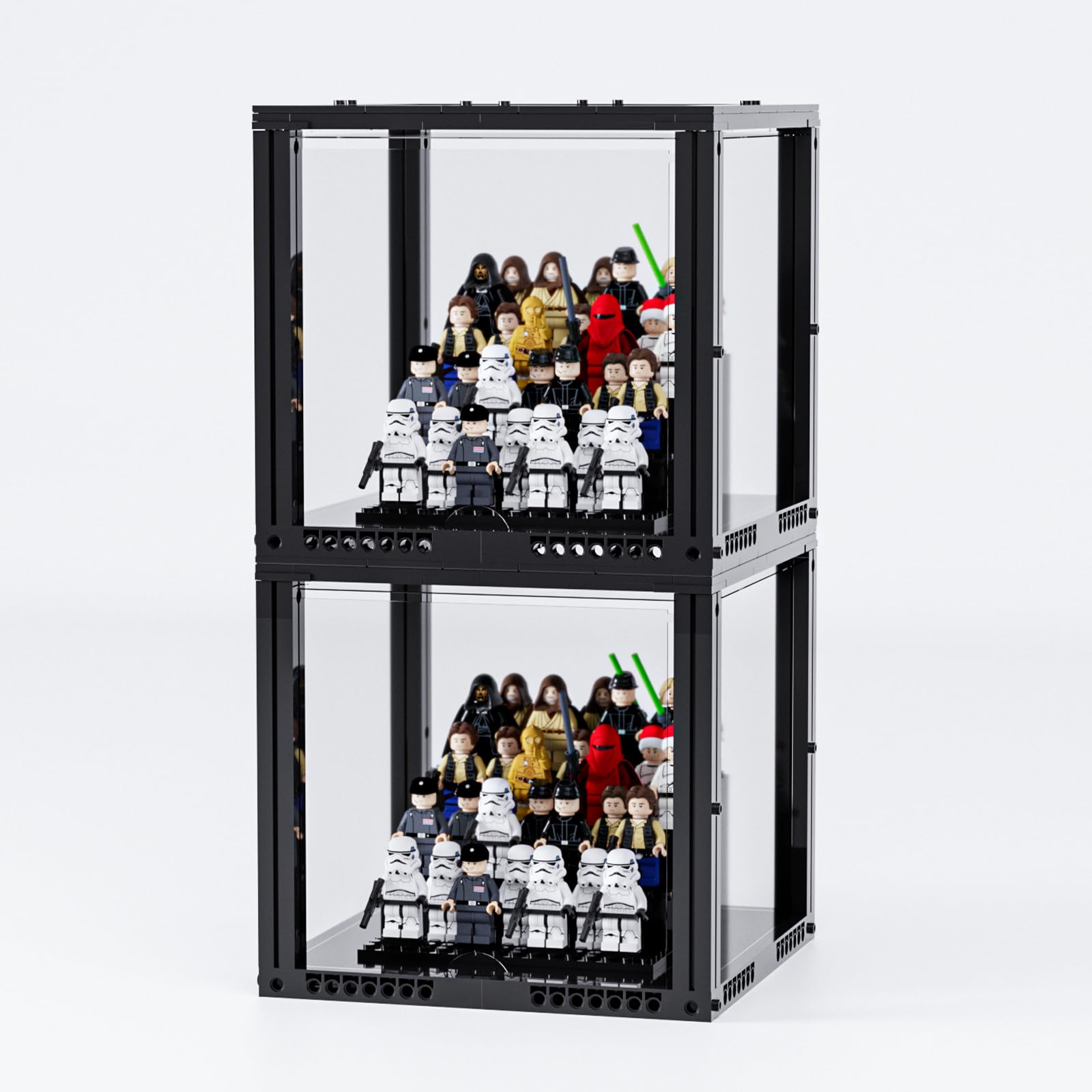 BRIKSMAX Espositore per minifigure a 4 livelli, in acrilico antipolvere, compatibile con minifigure di Star Wars, adatta per casa, sala giochi e decorazione, vetrina per collezionisti (confezione da 2