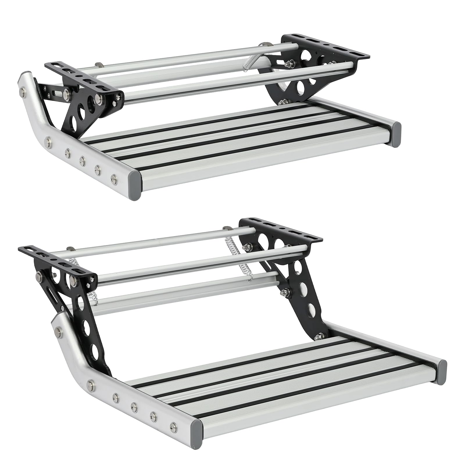 Petour Silver Caravan Foldable Step Rv Steps Folding Motorhome Step Manual Camper Stairs For Camping Travel Trailers For Motorhomes Trailers Trucks