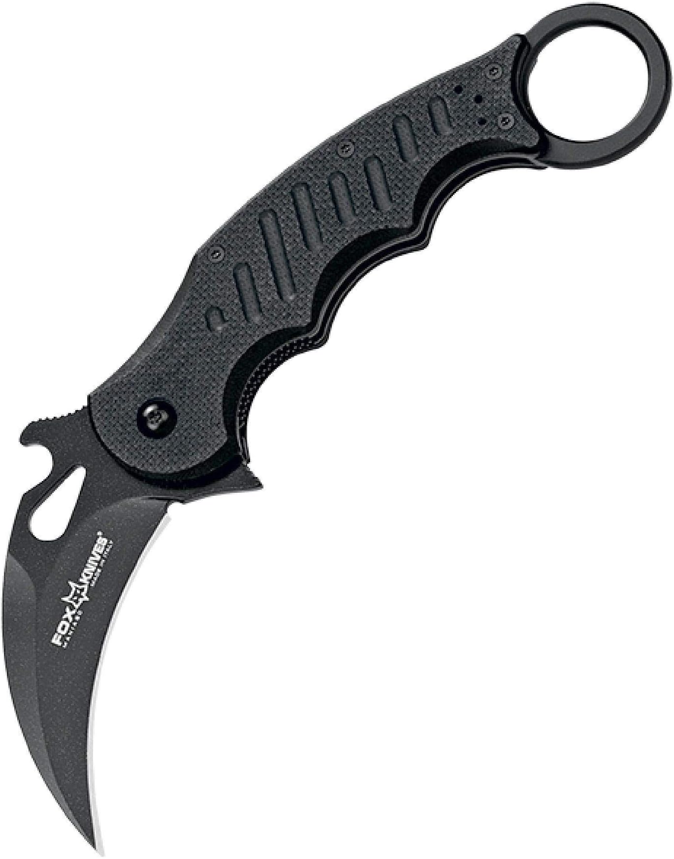 0 Fox Knives - Oreste Frati SRL 9001502 Karambit Fine Edge Folding Knife, Black