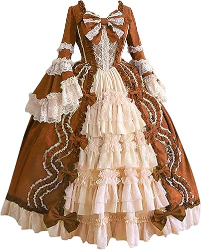 Miniatura 49 de SHOPESSA Vestido victoriano para mujer, vestido de lolita francesa, disfraz de princesa, vestido renacentista, manga acampanada, corte de cosplay Un