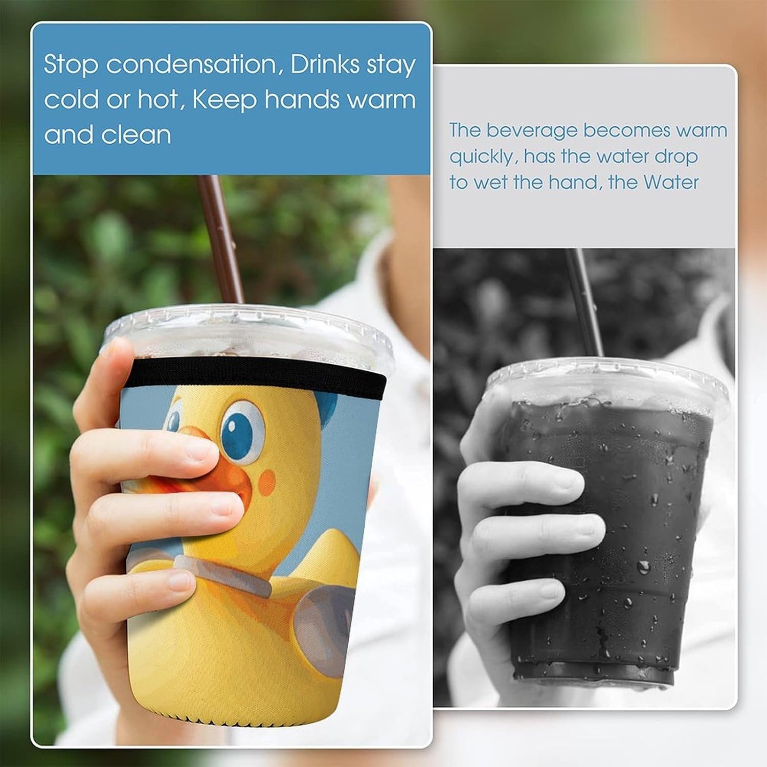 3 Pack Neoprene Cup Sleeves, Stretchy Reusable Drink Cup Cover Universal