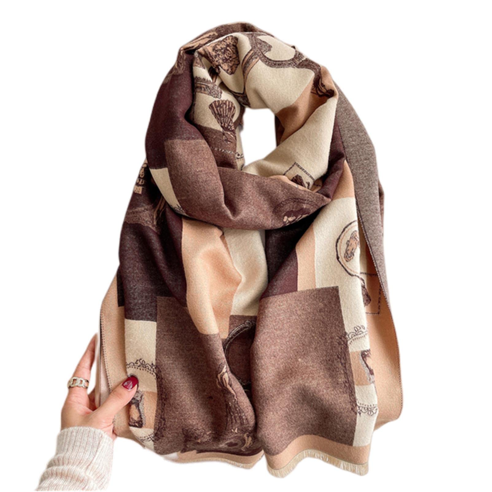URYYRIT Foulard Écharpe Cachemire Chaude Dames Imprimer Un Châle De Couverture Hivernale Épaisse Et Envelopper Pashmina 180 * 65 Cm Femmes-Wyt155-3