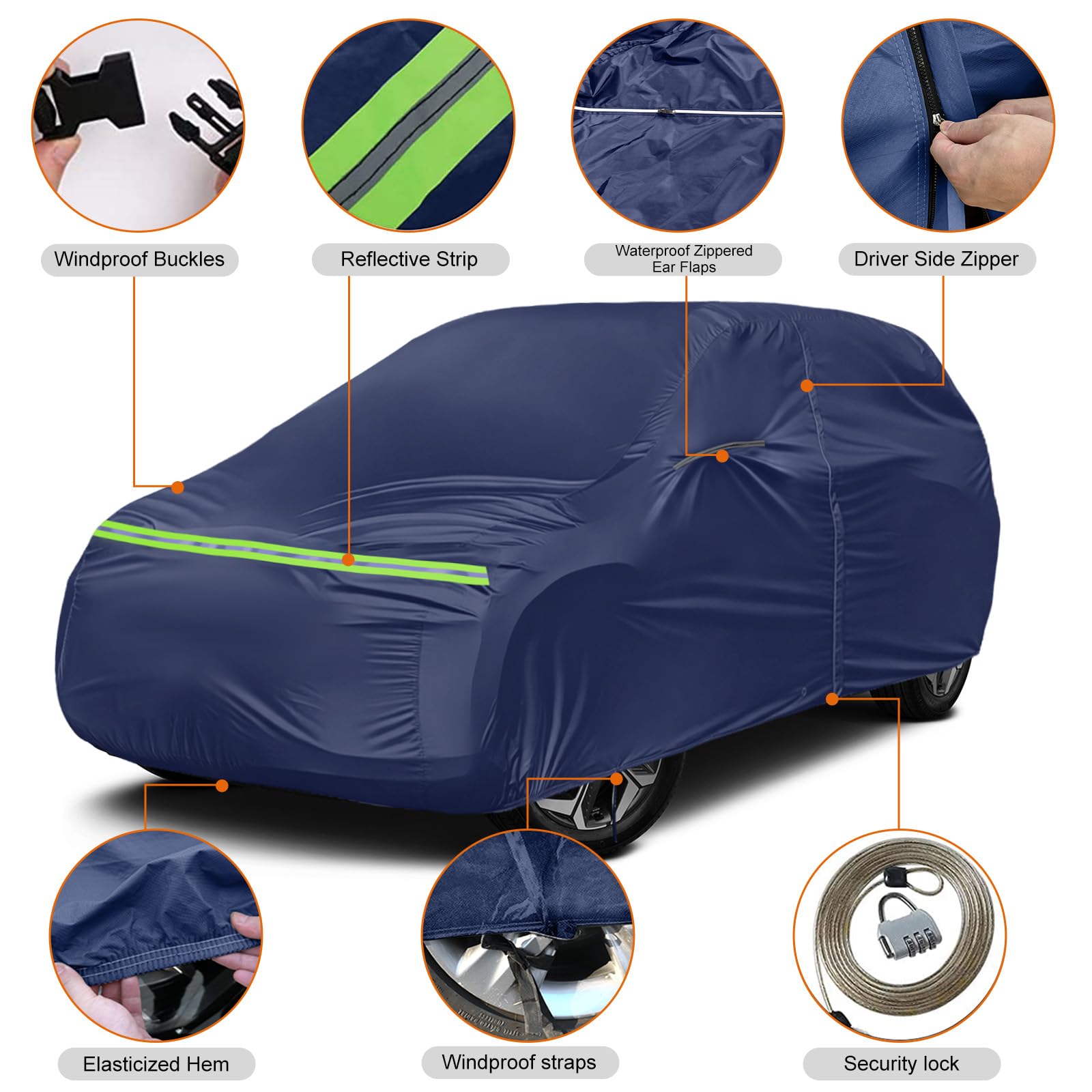 Funda Coche para Hyundai Tucson ix35 NX4 N-Line SUV 2010-2026, Funda para Coche Exterior Cubierta Cubre Coches Impermeable Transpirabl Coberturas Completas protección de Nieve, Lluvia, Polvo, Azul