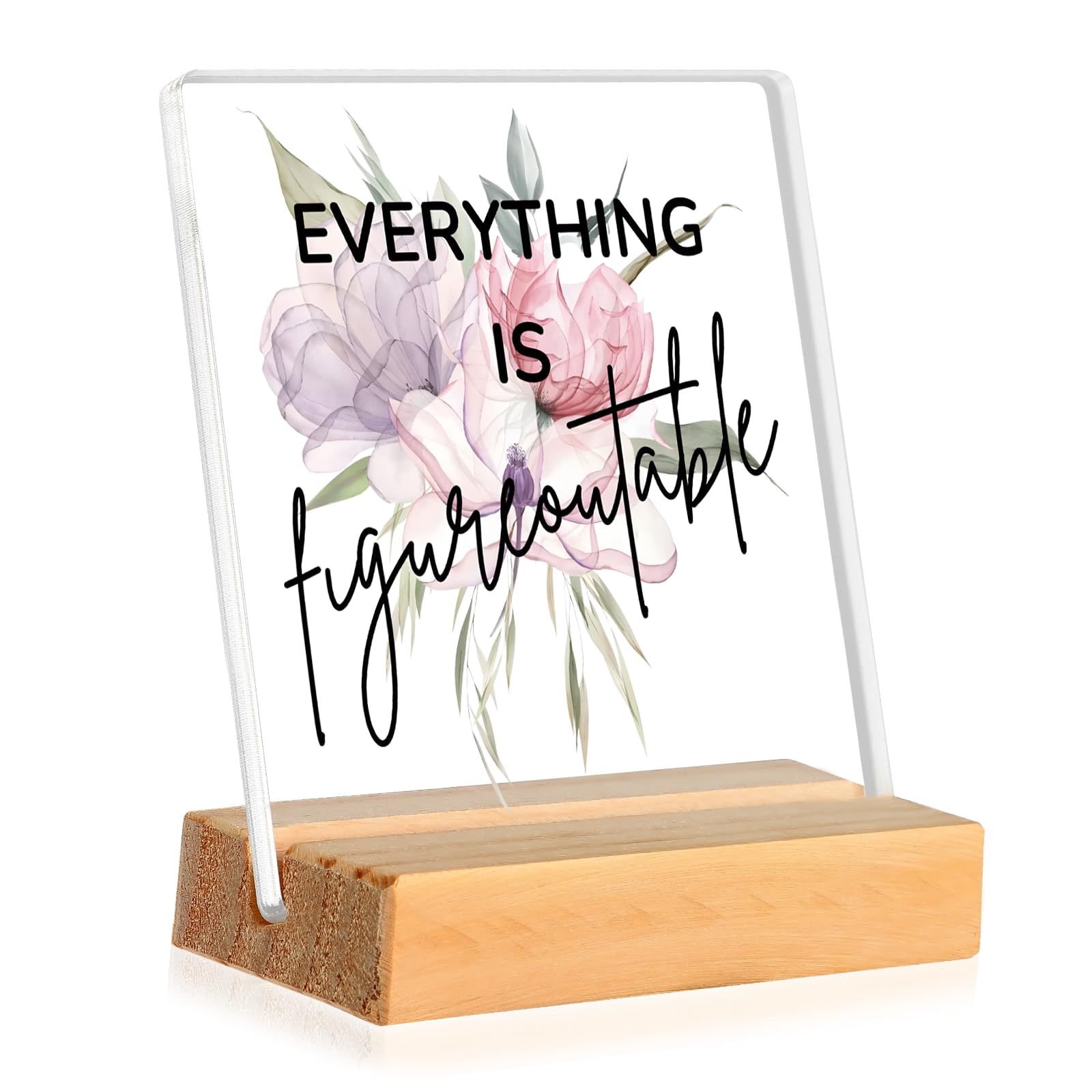 Office Decor For Women Desk Decorations For Women Offices - Cubicle Inspirational Motivational Desk Desktop Decor Everything Is Figureoutable Cheer Ups Positive Plaque For Friends Coworker