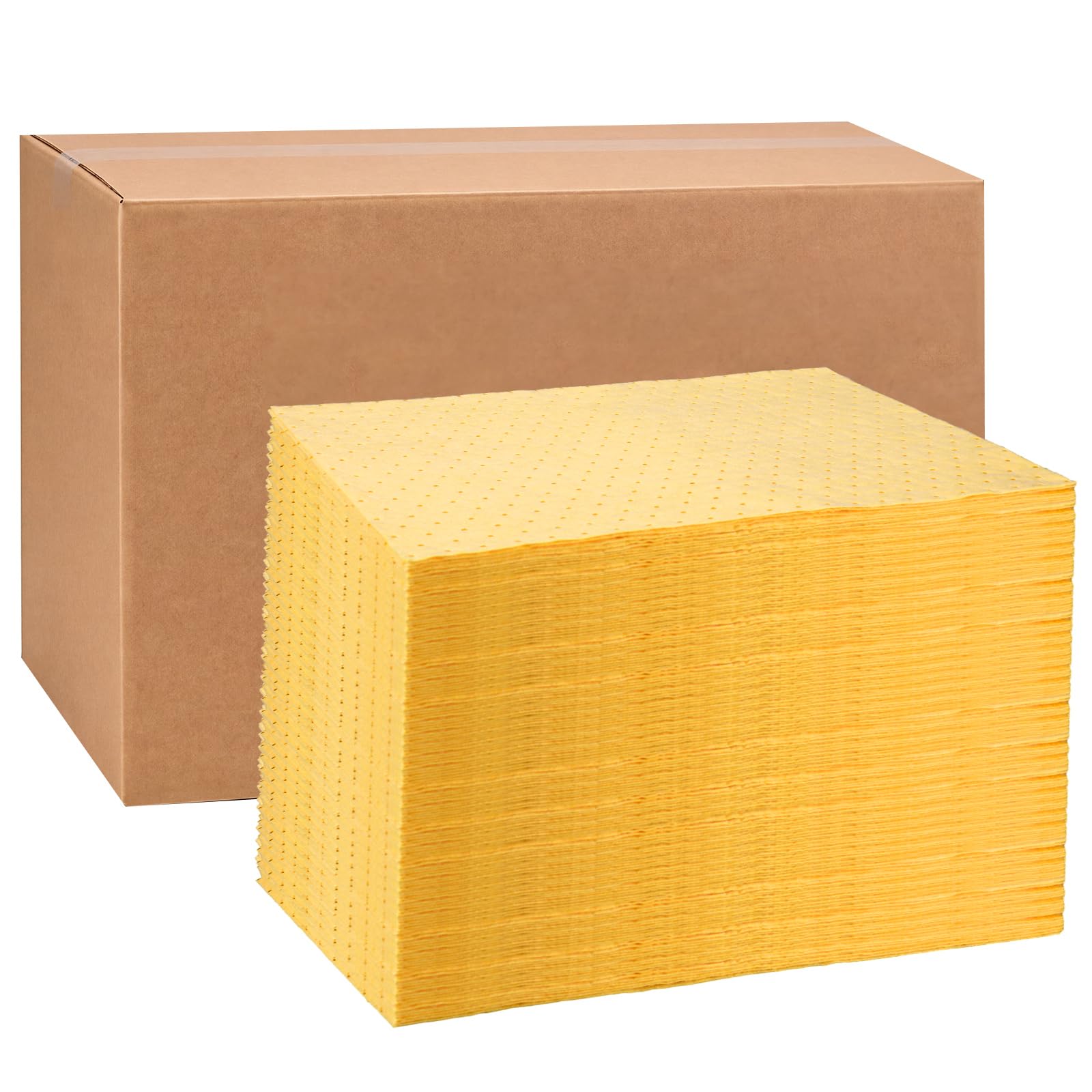 Hoolerry 100 Pcs Oil Absorbent Pad for Spill, 16 x 18 Inch, Yellow