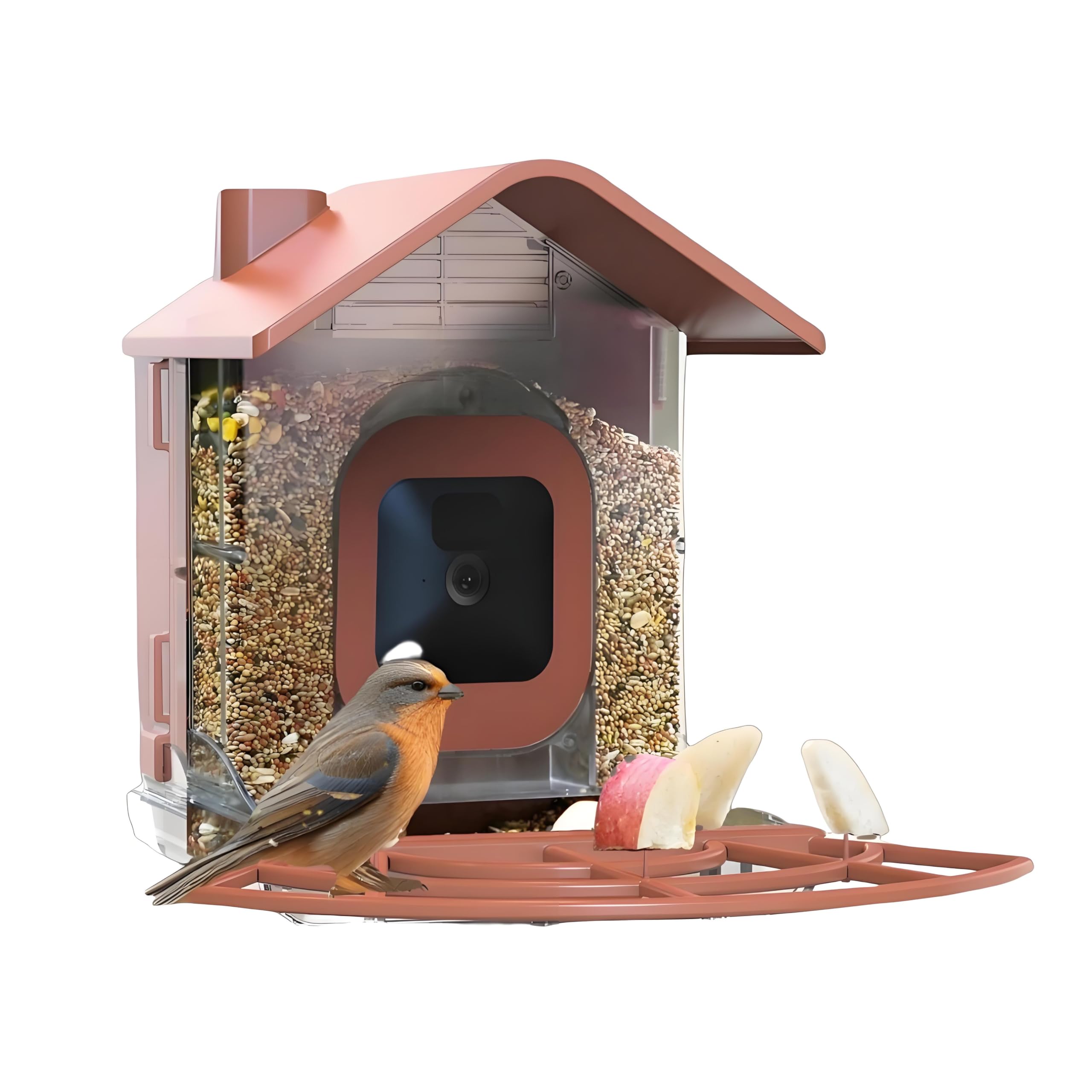 Comedero Pájaros con Cámara Casa Exterior Compatible con Soporte Cámara Blink Impermeable Gran Capacidad 1.6LB Estación Monitoreo Fauna (Cámara no Incluida)