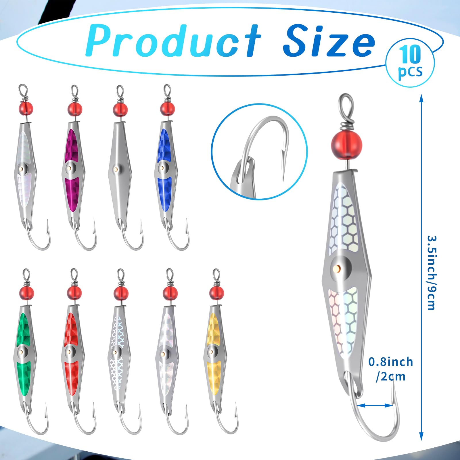 Soulchen 10 cucchiaini per pesca a traina, cucchiaini di precisione per sgombro spagnolo, tonno, bonito atlantico e altro ancora