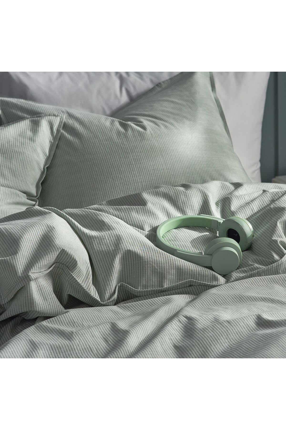 IKEA BERGPALM Tek Kişilik Nevresim Seti, Çizgili Yeşil,…